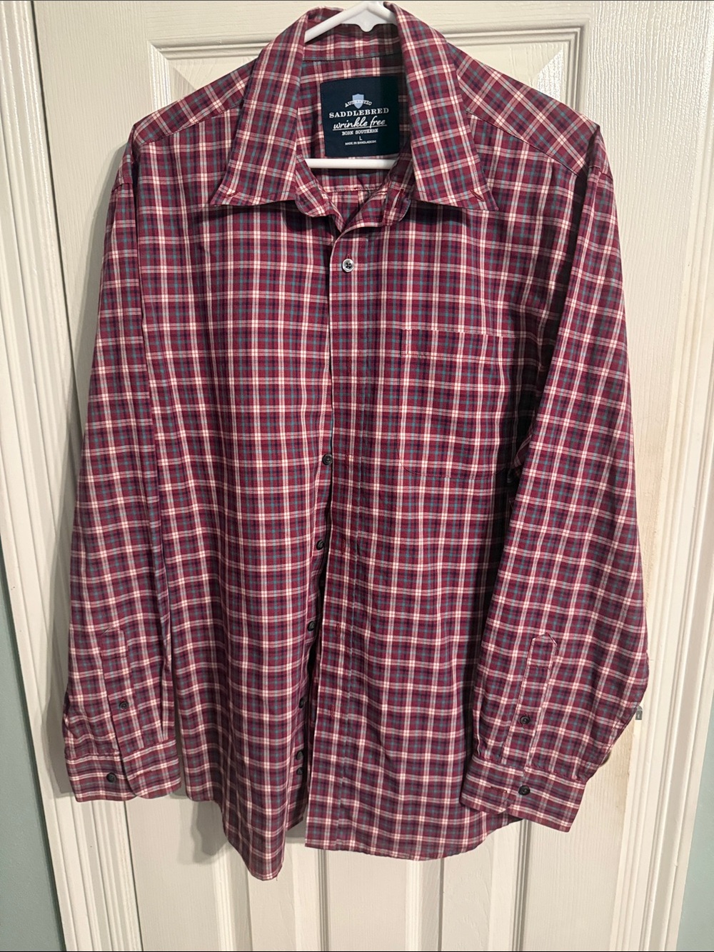 Saddlebred Men's Burgundy Plaid Button-Down Shirt